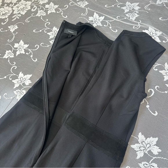 Theory Antlia Mireena Ponte Suede Trim Sleeveless Black Dress Sz 8 - Picture 8 of 15